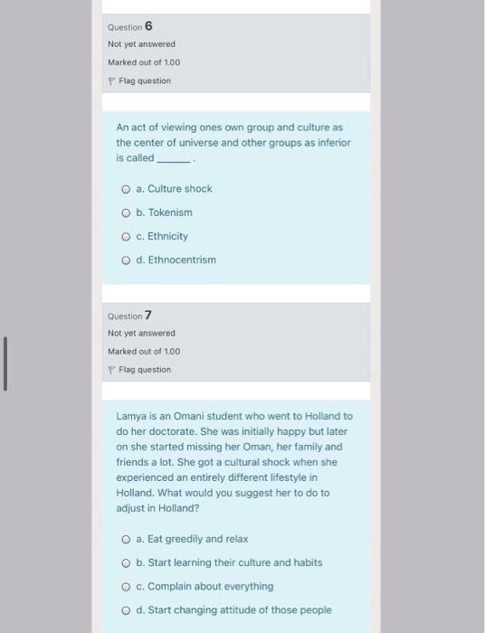 I want the answer without explain Question 6 Not