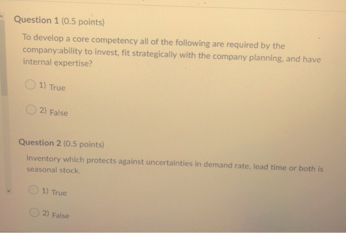 Question 1 (0.5 points) To develop a core