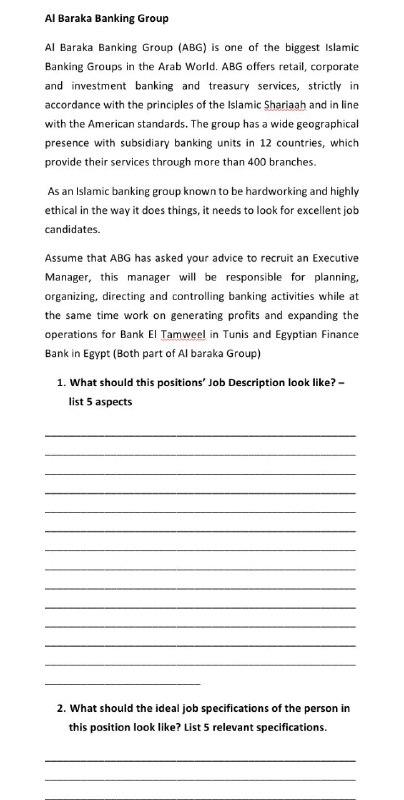 Do question 1 and 2 Al Baraka Banking Group Al