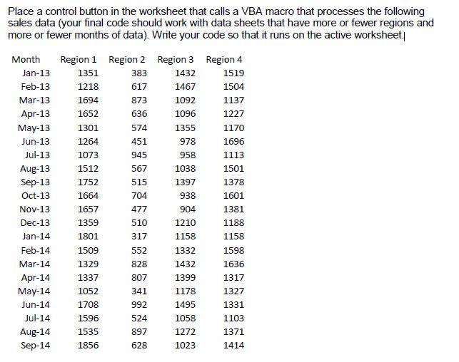 Place a control button in the worksheet that