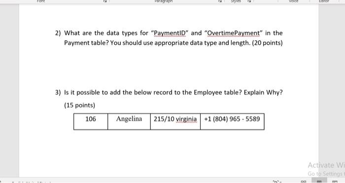 Consider the following two relational database