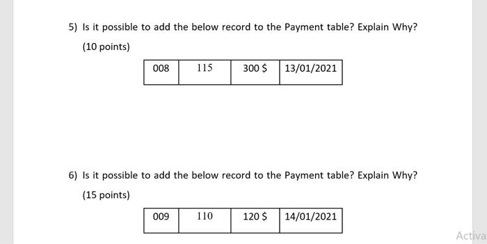 Consider the following two relational database