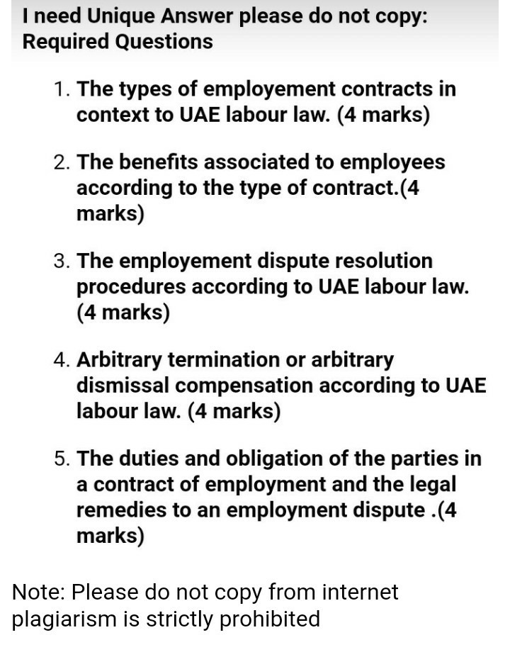 I need Unique Answer please do not copy: Required