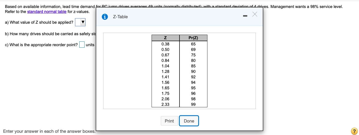 Based on available information, lead time demand
