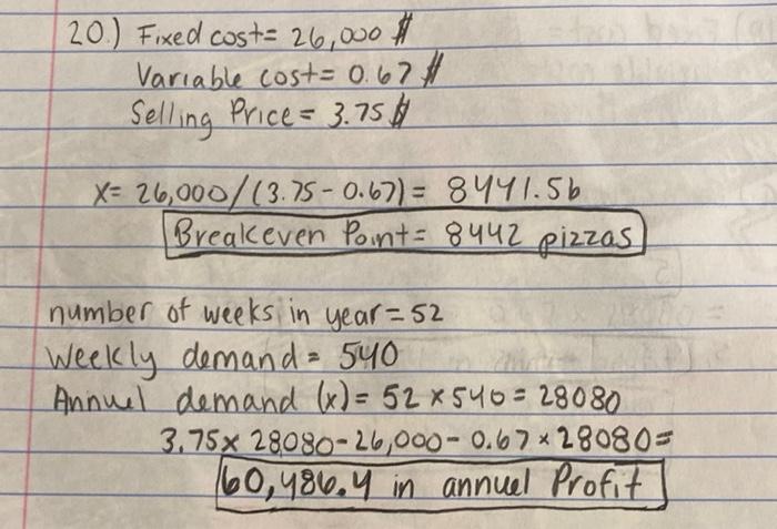 PLEASE SHOW WORK. Please answer question 21.