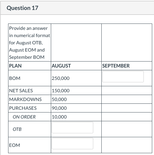 17) Provide an answer in numerical format for
