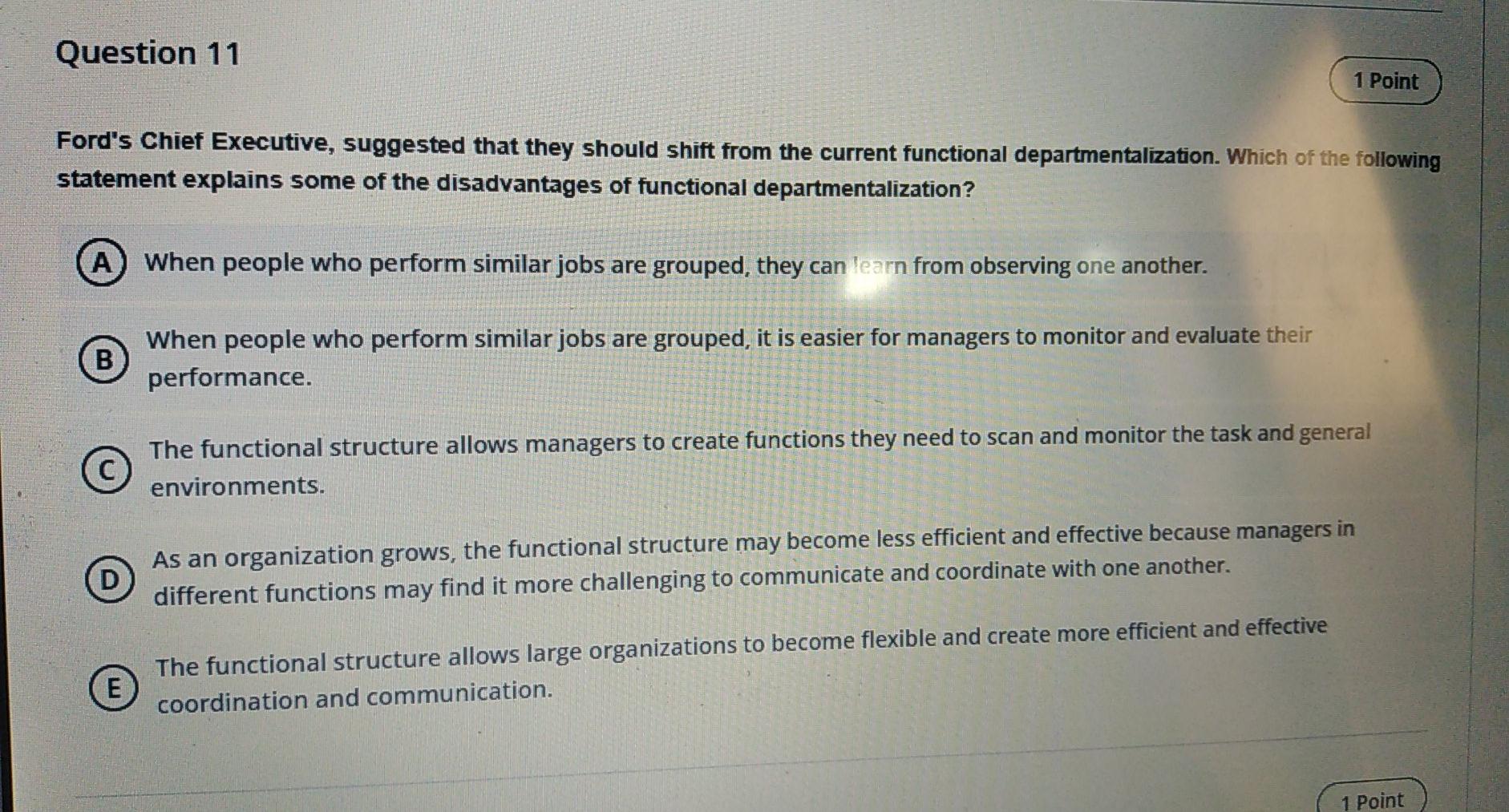 Question 11 1 Point Ford's Chief Executive,