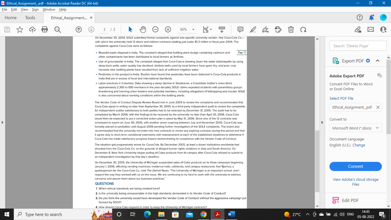 Please answer the below case study In 1999,