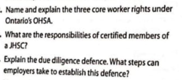 Name and explain the three core worker rights