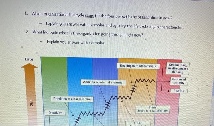 1. Which organizational life cycle stage (of the