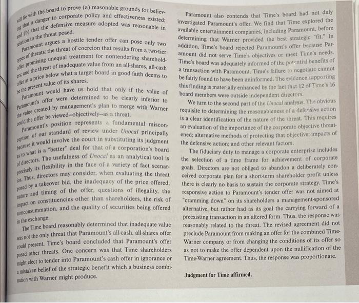 IRAC this case Paramount Communications, Inc. v.