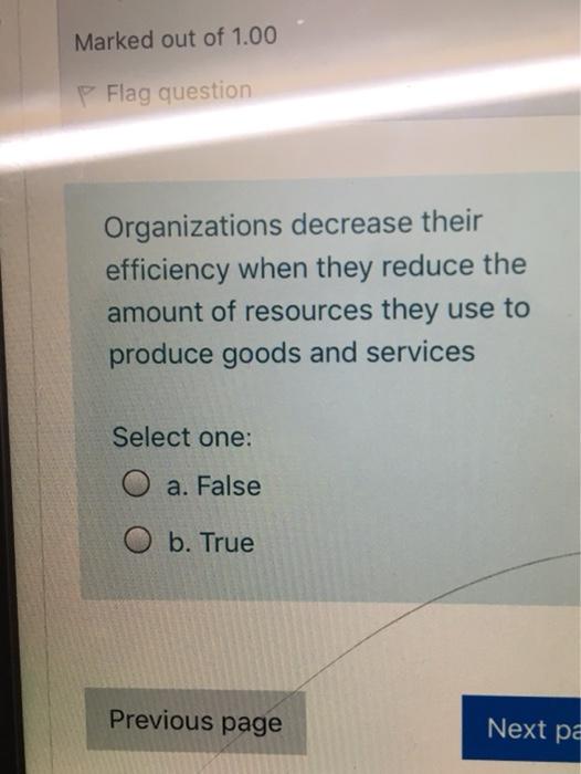 Marked out of 1.00 P Flag question Organizations
