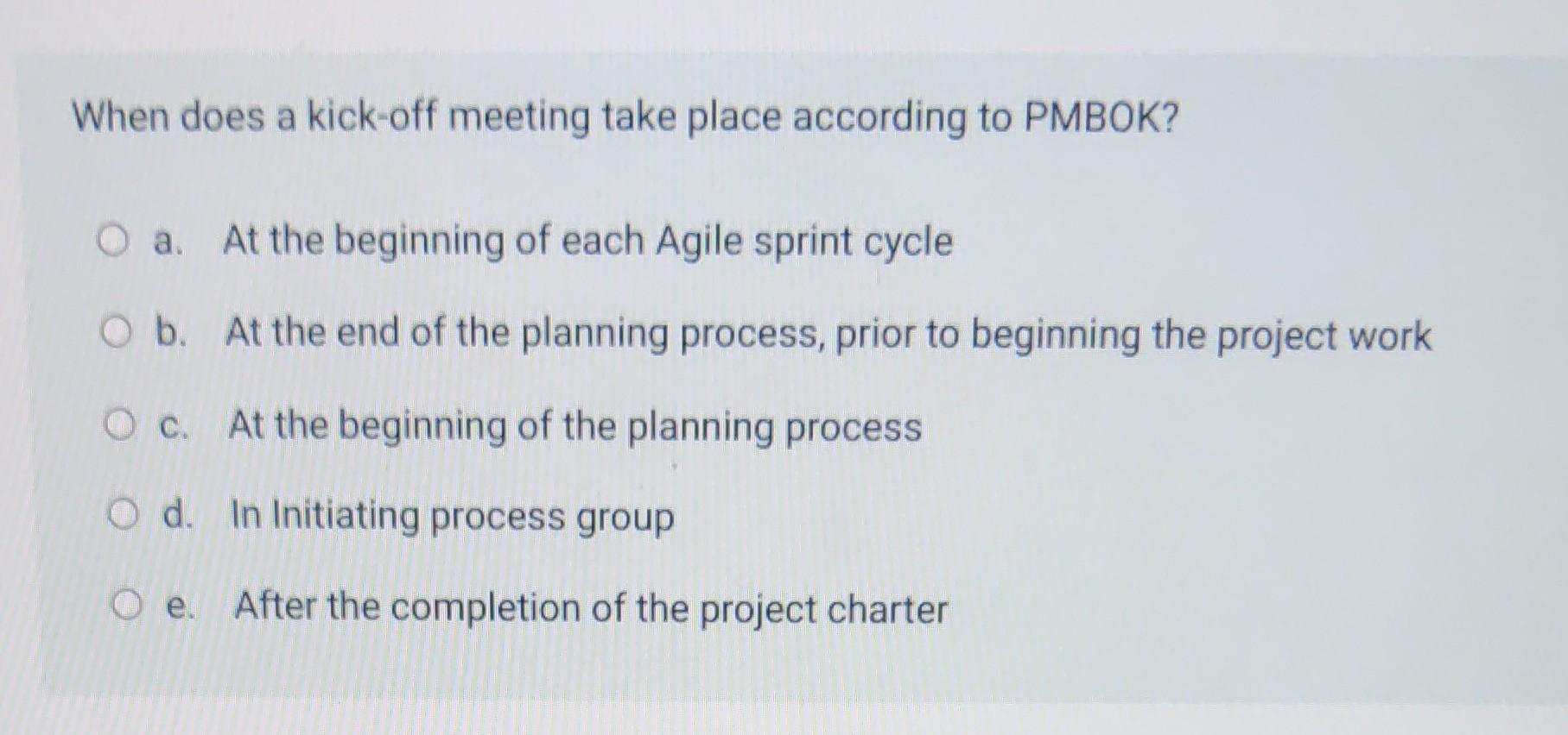 When does a kick-off meeting take place according