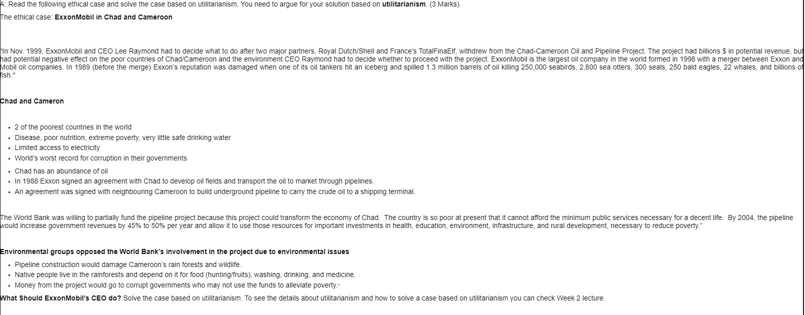 Read the following ethical case and solve the