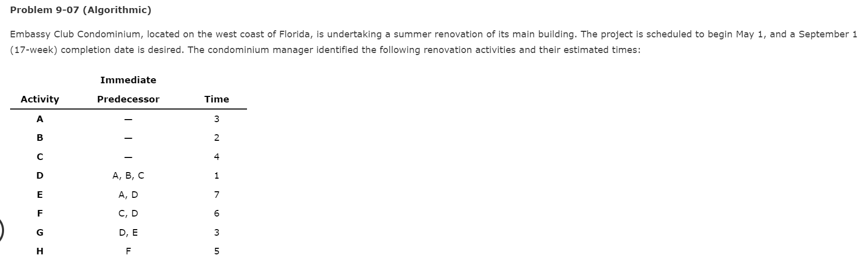 Problem 9-07 (Algorithmic) Embassy Club