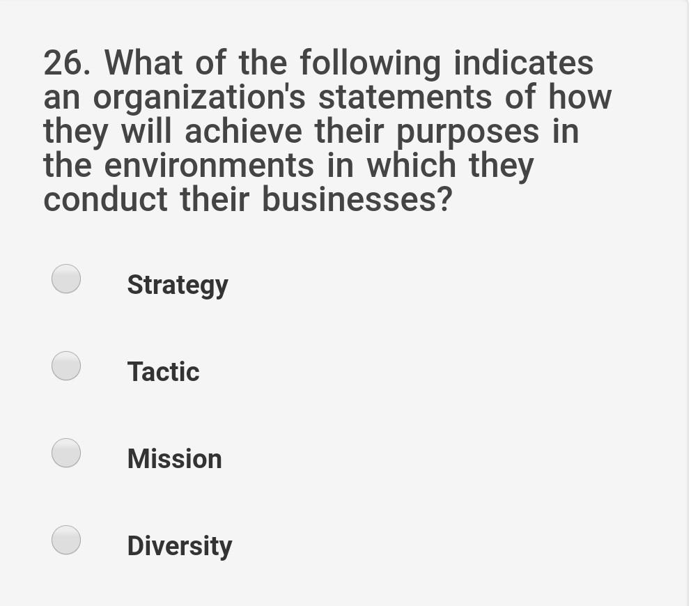 26. What of the following indicates an