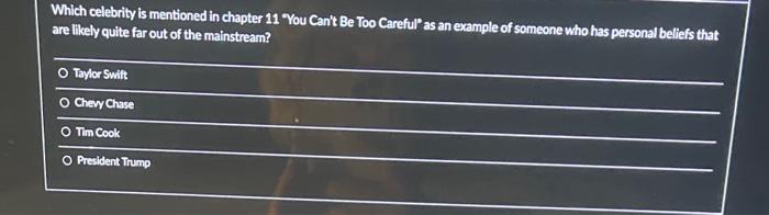 Which celebrity is mentioned in chapter 11 You