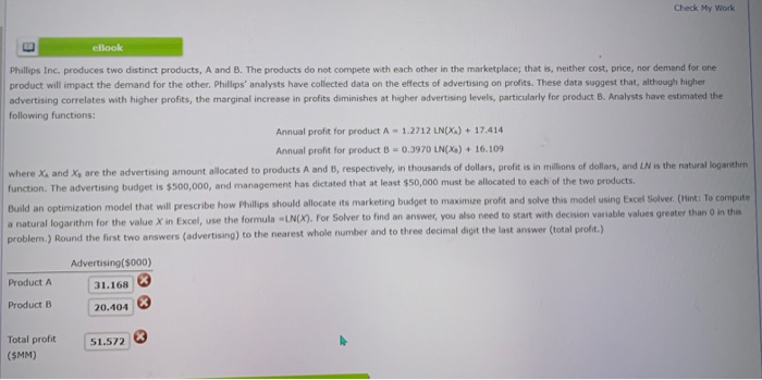 Check My Work ebook Phillips Inc. produces two