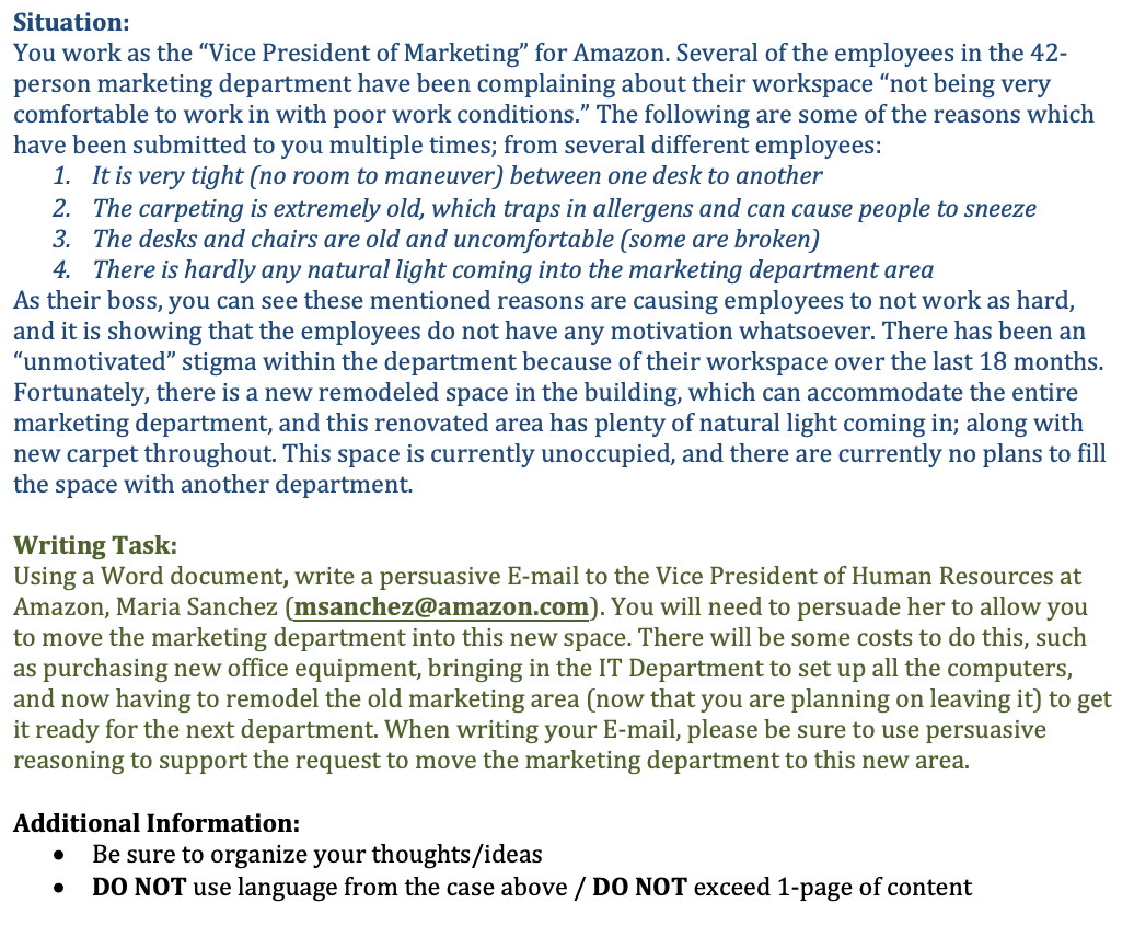 Situation: You work as the "Vice President of