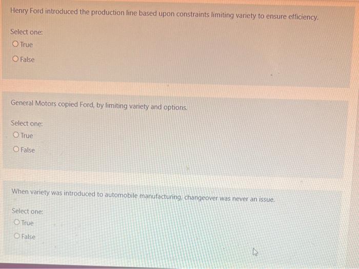 Henry Ford introduced the production line based