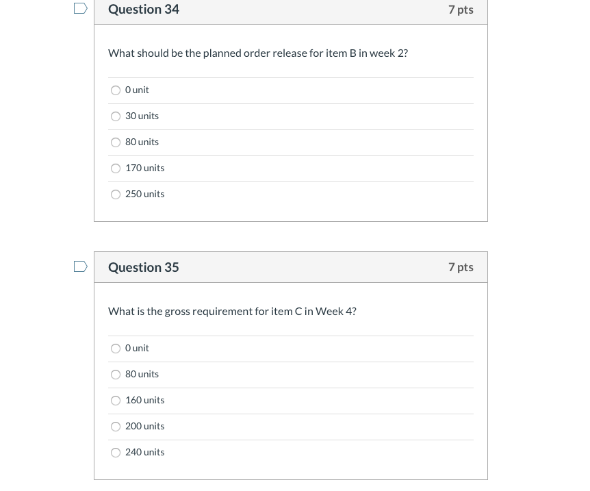 MPS start: End item Week 1 Week 2 Week 3 Week 4