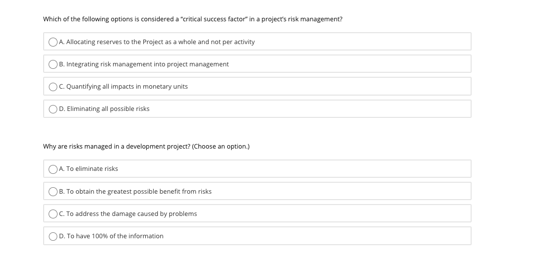 What benefits does risk management in development
