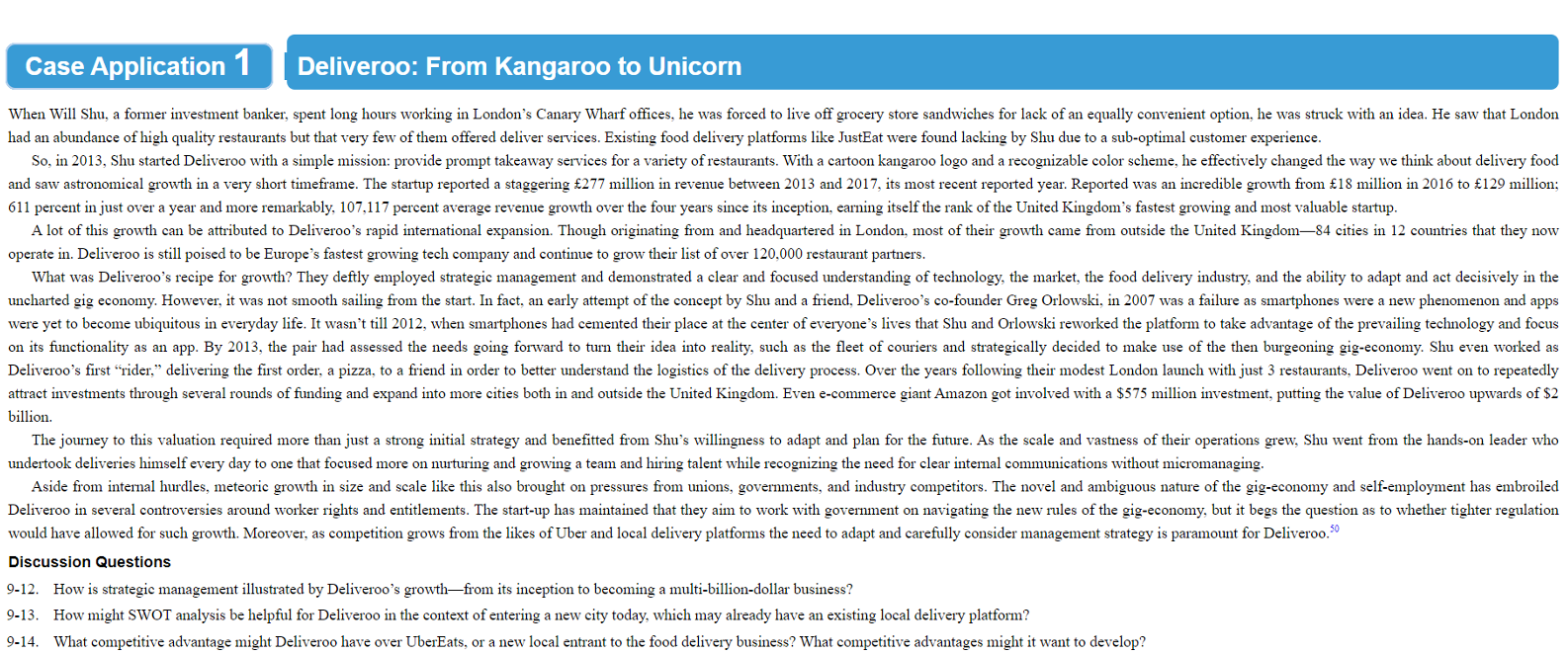 Case Application 1 Deliveroo: From Kangaroo to