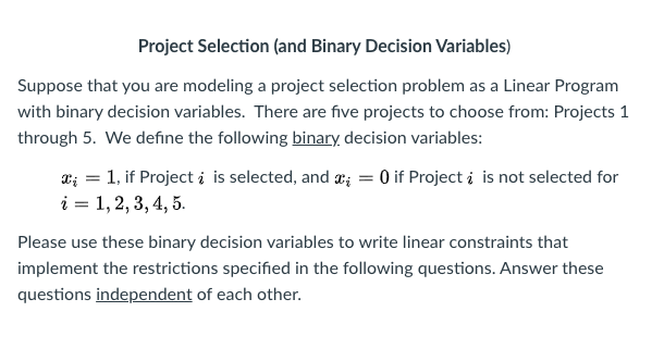 1-Please write linear constraint(s) to enforce