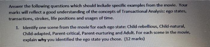 Answer the following questions which should