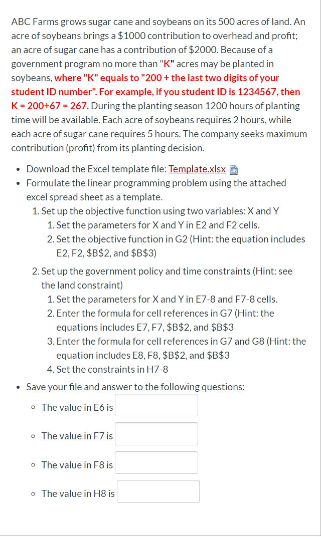 The question is to fill in this Excel Solver with