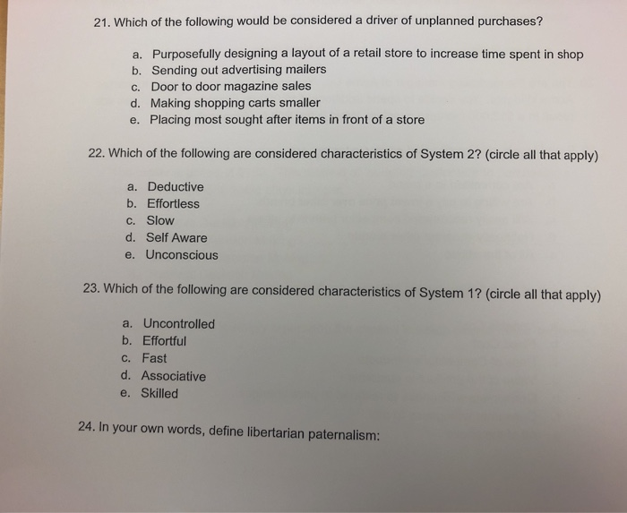 21. Which of the following would be considered a