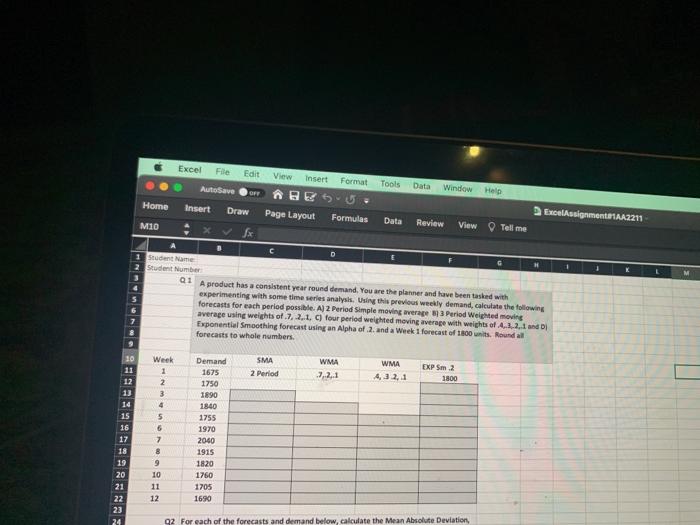 Excel File Edit View Insert Format Tools AutoSave