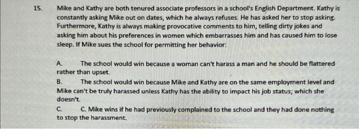 Mike and Kathy are both tenured associate