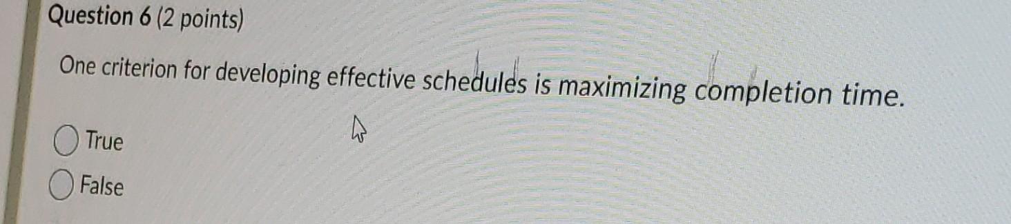 One criterion for developing effective schedules
