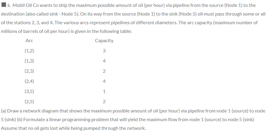 + 5. Mobil Oil Co wants to ship the maximum