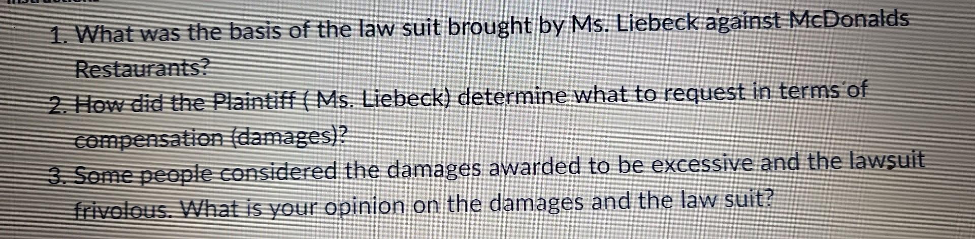 1. What was the basis of the law suit brought by