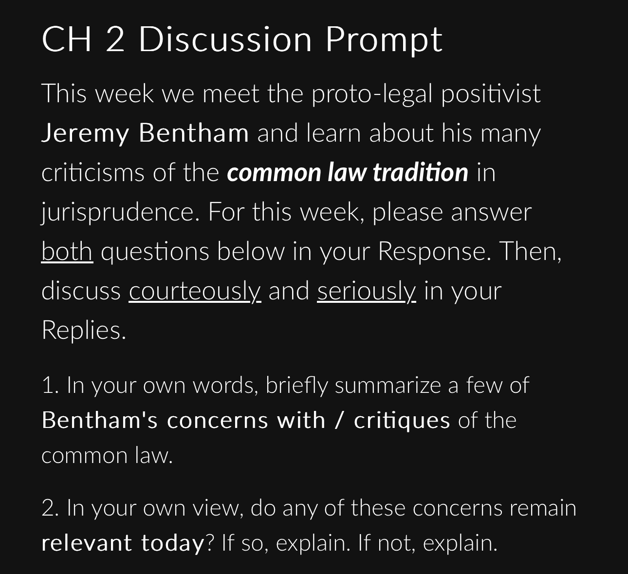 CH 2 Discussion Prompt This week we meet the