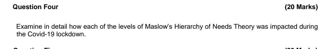 Question Four (20 Marks) Examine in detail how