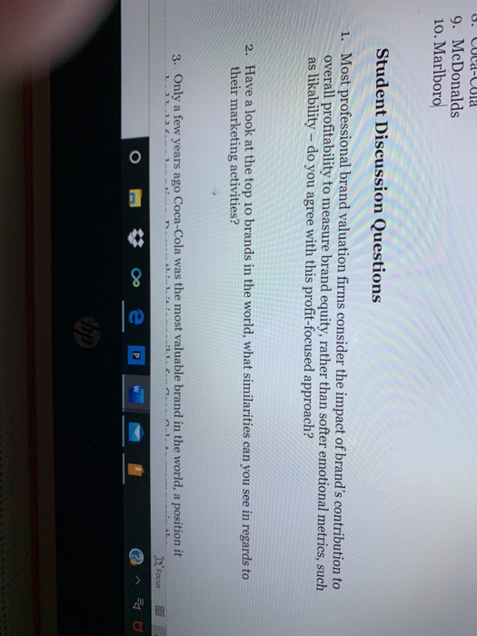 please help with number 2 B. Cod-Cod 9. McDonalds