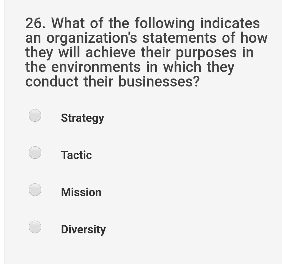 26. What of the following indicates an