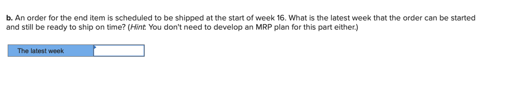 b. An order for the end item is scheduled to be