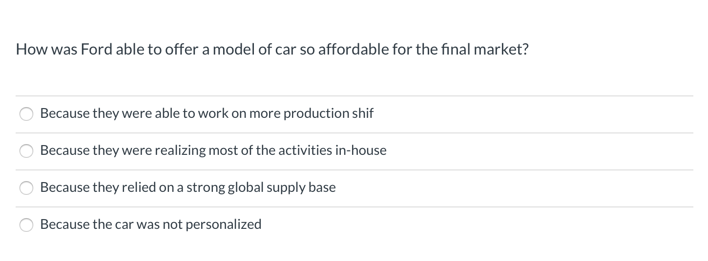 How was Ford able to offer a model of car so