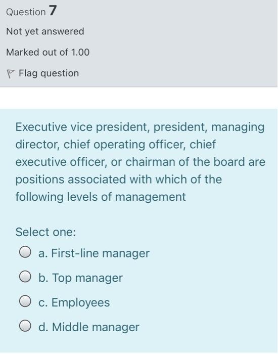 Question 7 Not yet answered Marked out of 1.00 P