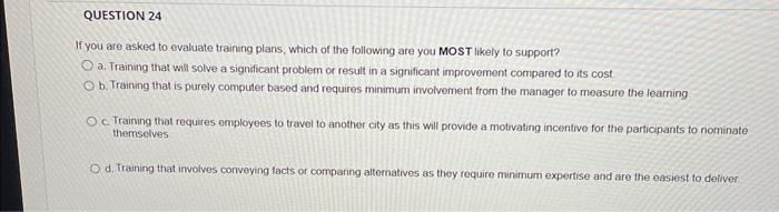 If you are asked to evaluate training plans,