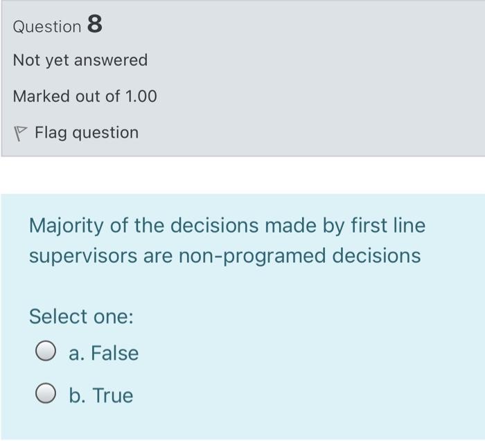 Question 8 Not yet answered Marked out of 1.00 P