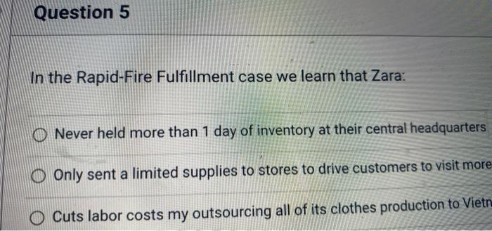 In the Rapid-Fire Fulfillment case we learn that