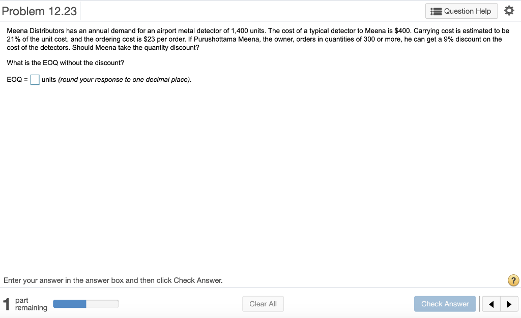 a) What is the EOQ? _______ units (round your