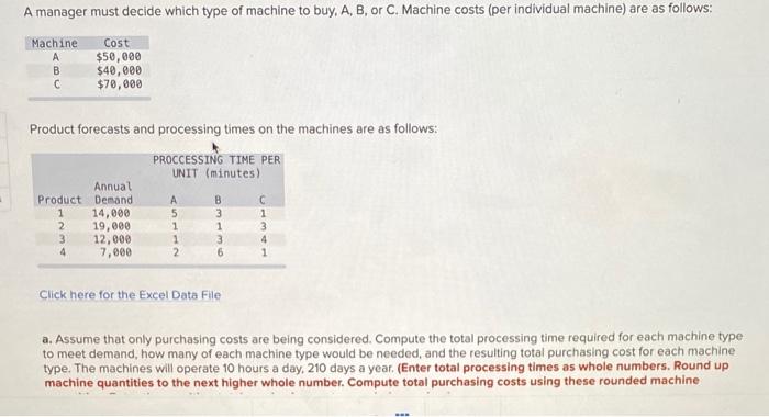 A manager must decide which type of machine to