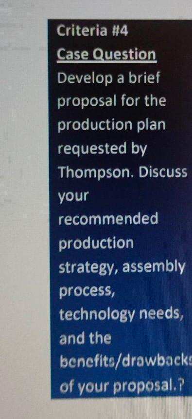 Criteria #4 Case Question Develop a brief