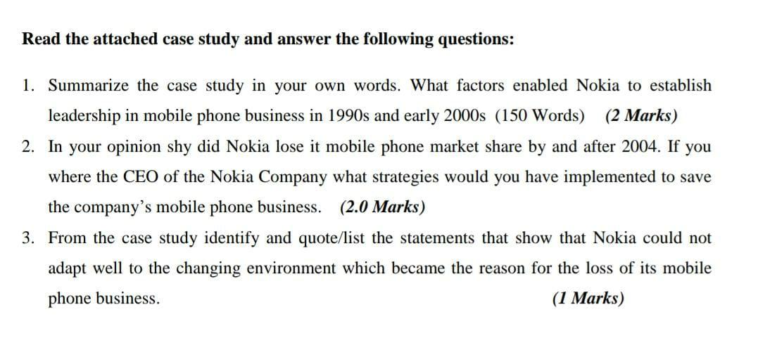 Read the attached case study and answer the